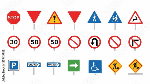 Collection of Road Traffic Signs and Symbols.