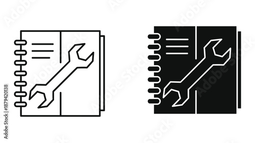 Maintenance guidebook with wrench icon