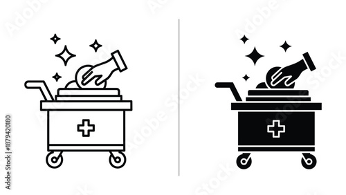 Medical supply cart with sanitizer bottle