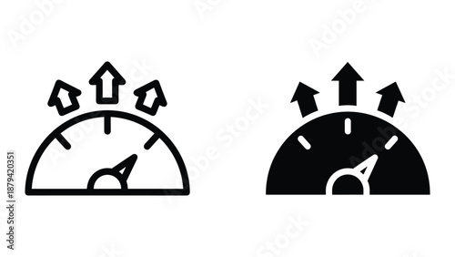 Speedometer icon set showing increasing speed