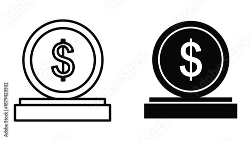 Dollar coin icon on platform