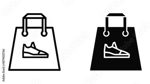 Shopping bag with shoe icon in two different colors