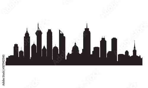 Modern city skyline silhouette, urban landscape