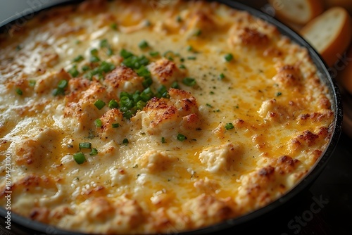Wallpaper Mural cheesy baked crab dip in a cast-iron skillet served with toasted baguette slices Torontodigital.ca