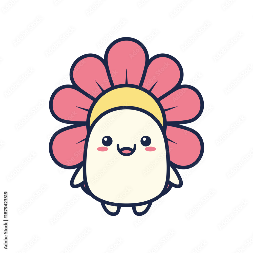 Fototapeta premium Cute Cartoon Flower Character Illustration