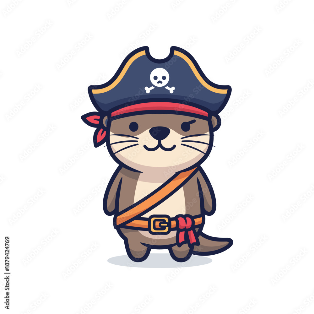 Fototapeta premium Pirate Otter Vector Illustration