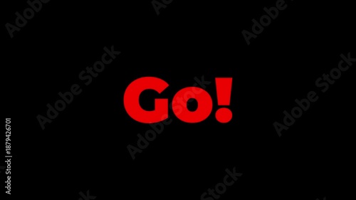 3 2 1 countdown let's go text animation on black background for start.