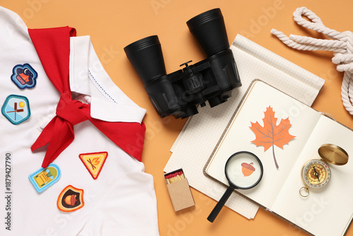 Set of scout supplies on or...