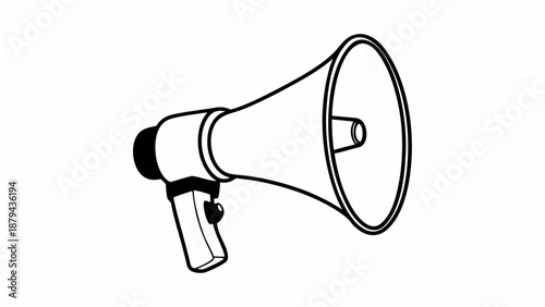 A simple line drawing of a megaphone, viewed from the side, against a plain background.