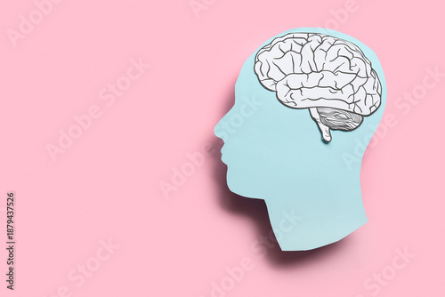 Paper human head with brain...