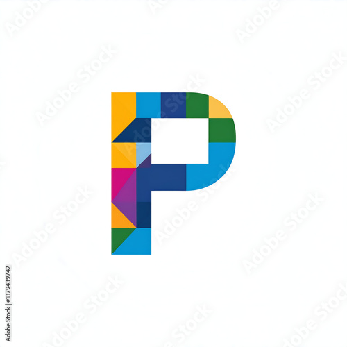 Free Download Letter P made of colorful geometric shapes on a white background - GFXLoad