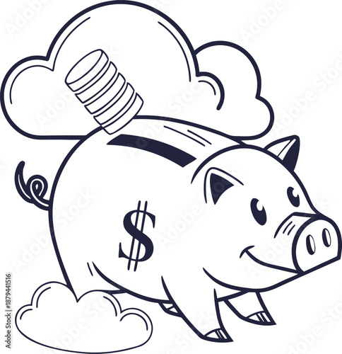 Saving for the Future: A charming illustration depicts a piggy bank, symbolizing financial security, with coins entering its slot.