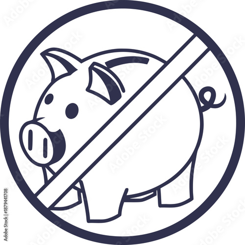 No Savings: An image of a piggy bank crossed out, symbolizes the concept of no savings and financial challenges.