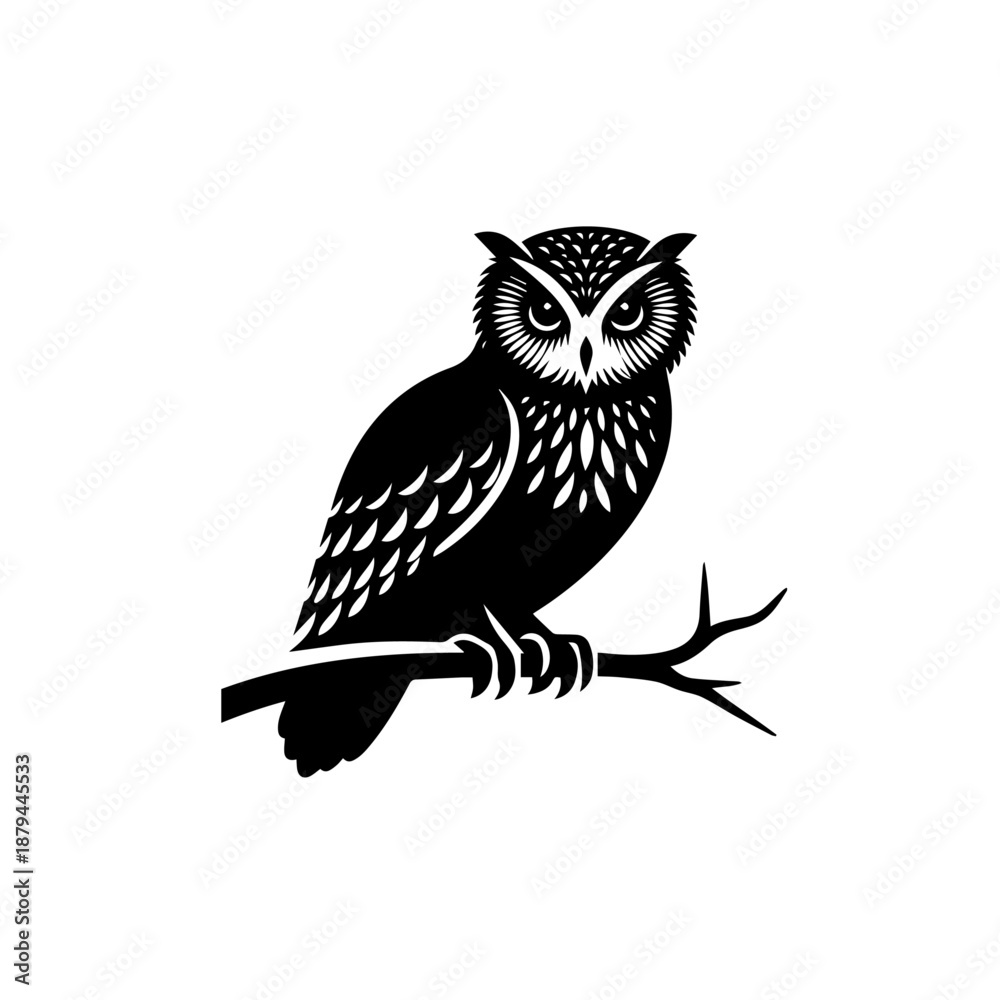 Obraz premium Adorable Standing Owl Vector Illustration