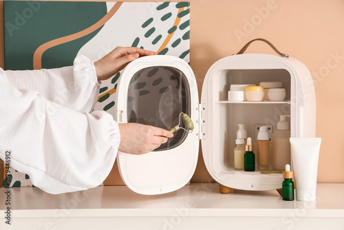 Female hands with face lift...