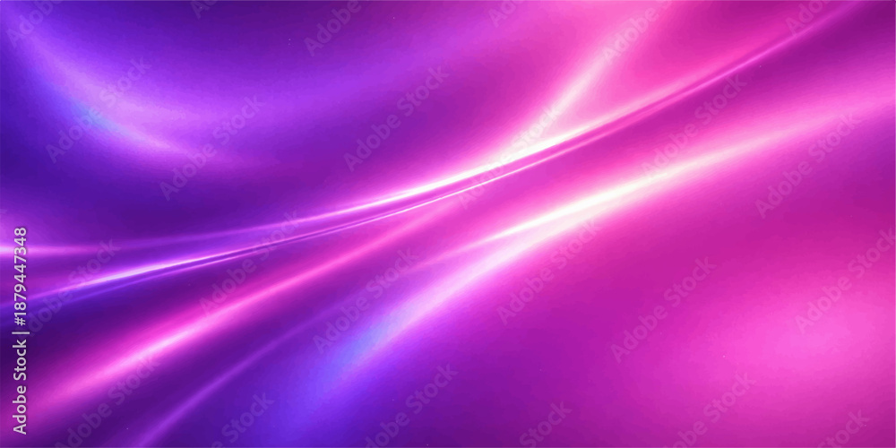 Fototapeta premium Smooth flowing waves of purple and pink light create an abstract vector design with a motion curve pattern and blue energy lines for a modern art wallpaper backdrop