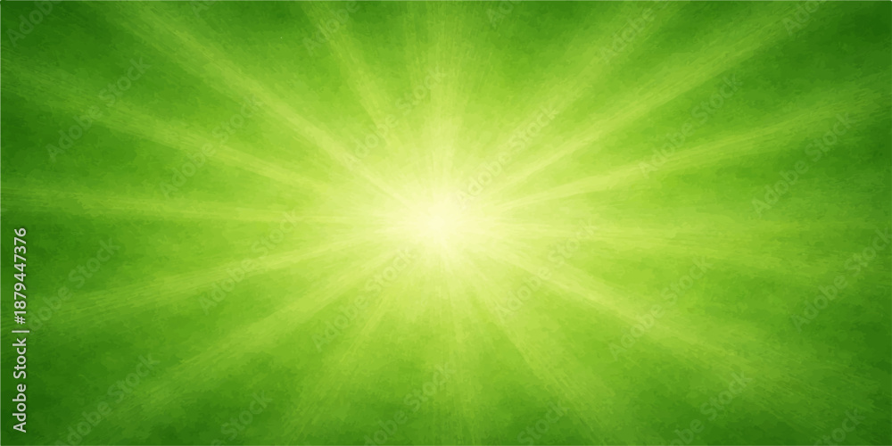 custom made wallpaper toronto digitalAn abstract green background features a bright summer sun burst with nature-inspired light rays and glowing flares shining across a vibrant blue sky design