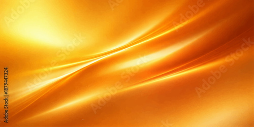 Soft golden abstract background featuring flowing silk waves and a yellow satin texture with a smooth orange curve design for a light motion fabric backdrop