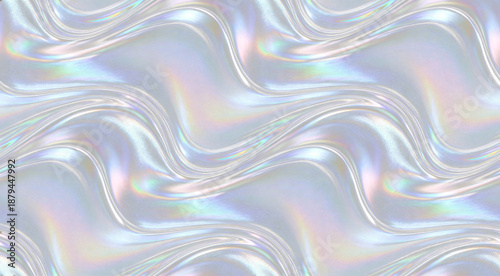 Abstract holographic foil background with iridescent liquid waves