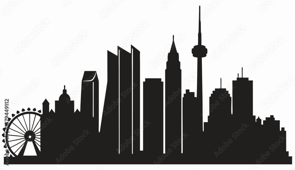 Fototapeta premium Modern City Skyline Silhouette Vector Urban Architecture