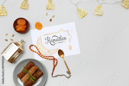 Greeting card, prayer beads...