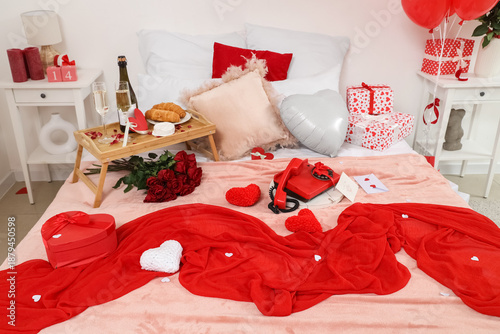 Bed with telephone, tray an...
