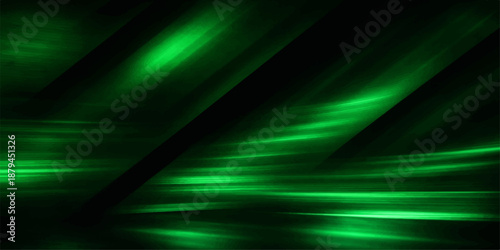 Abstract green background featuring blue motion waves and digital light rays with a dark texture and glowing energy patterns for a modern art backdrop