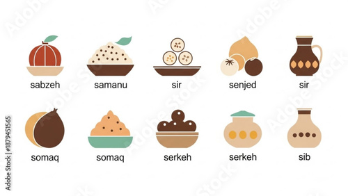 Persian Haft-Seen Table Setting with Traditional Foods and Symbols