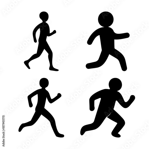 Four dynamic black running silhouettes depicting human movement and active lifestyle
