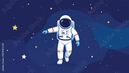 Astronaut in Space Suit Floating in Stars.