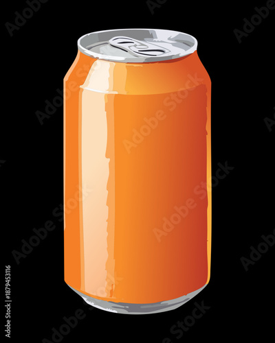 Cold aluminum soda can for soft drink advertisement and refreshing beverage on a dark background - Vector Illustration
