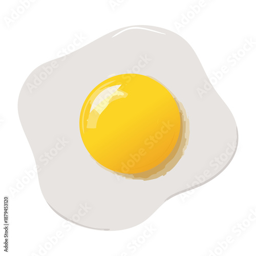 Sunny side up fried egg for delicious morning breakfast and healthy protein food menu design - Vector Illustration