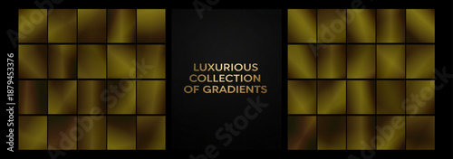 Refined series of warm bronze gradient rectangles arranged on a dark canvas, perfect for upscale branding, packaging mockups, invites, and digital layouts