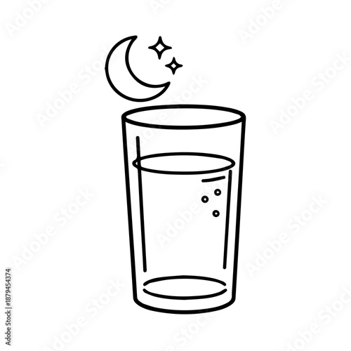Glass of Water Icon Representing Simple Iftar Drink and Breaking Fast Tradition
