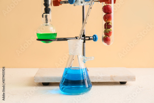 Stand with laboratory flask...