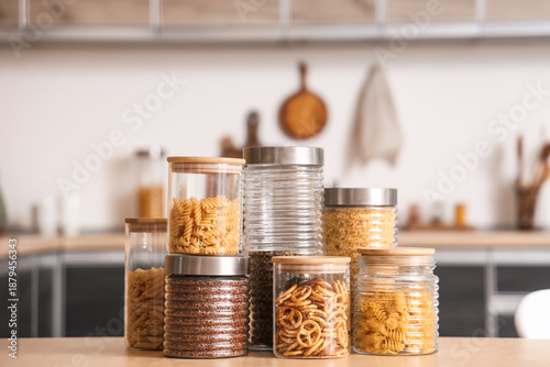 Glass jars with different p...