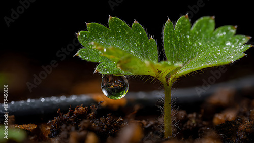 Lush Organic Lettuce and Strawberry Seedlings in Sustainable Wooden Raised Beds with Drip Irrigation.