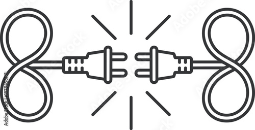 Two black power cords with plugs connected to each other