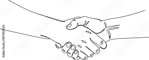 Handshake Line Art Illustration Symbol of Agreement Partnership Trust Minimal Vector Design