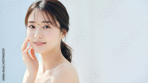 透明感のある女性の美容ポートレート