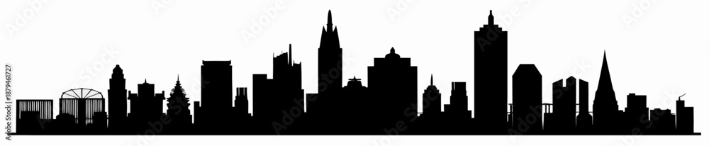 Fototapeta premium Modern City Skyline Silhouette Vector Illustration