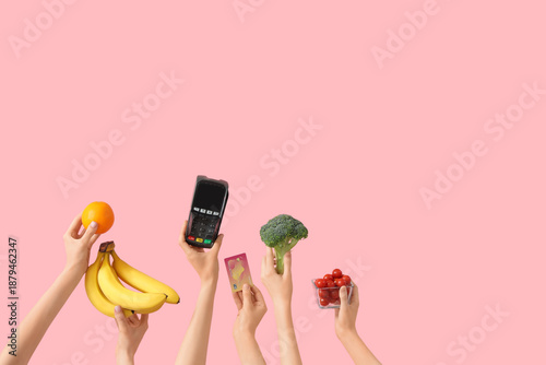 Hands with fresh fruits, ve...