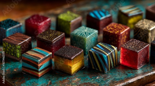 Decadent Chocolate Bonbon Assortment in Macro Focus – Tactile Art Visual for Sustainable Dessert Packaging and Digital Wellness Branding