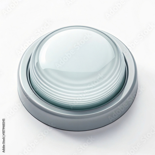 Blank Clear Round Push Button with Silver Base on White