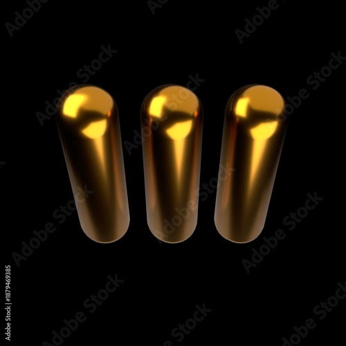 Three Gleaming Golden Spheres with Bright Reflections on a Deep Black Background, Creating an Abstract, Minimalist Composition