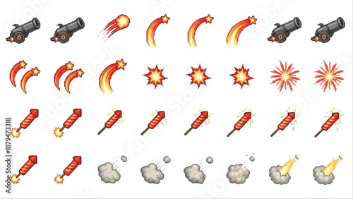 Collection of Cartoon Bombs and Explosives.