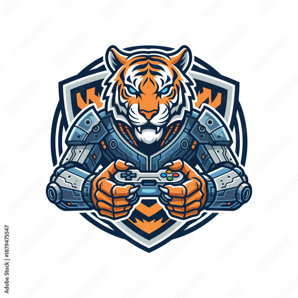 Fototapeta premium Cyber Tiger Gamer Esports Mascot Logo