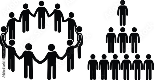 Comparing hierarchical and collaborative group structures: a visual representation of team dynamics