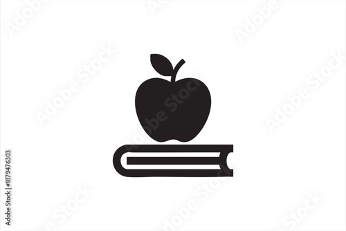 Education Apple and Book Icon for School Learning and Academic Branding