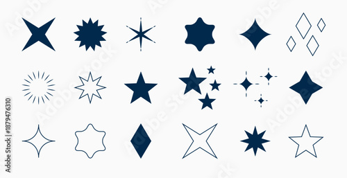 hand drawn simple y2k geometric shapes sign in collection